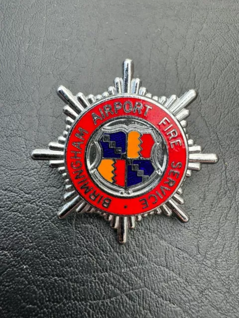 OBSOLETE Birmingham Airport Fire Brigade Service BHX Enamel Cap Uniform Badge