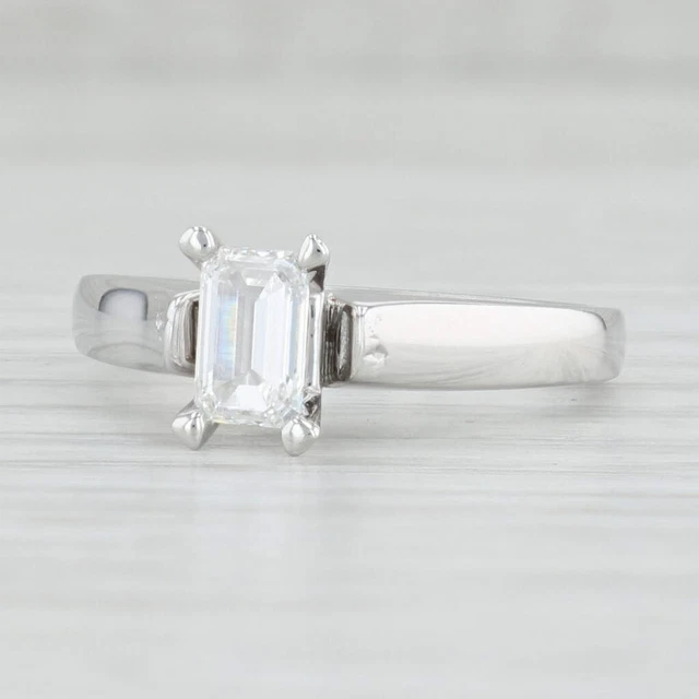 0.71ct VS1 F Smaragd Schliff Solitaire Diamant Verlobungsring 14k Weiss Gold Gsi