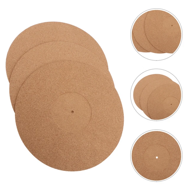 3 Pcs Korkmatten Schallplattenmatte Aus Kork Retro-Plattenspieler Korkauflage