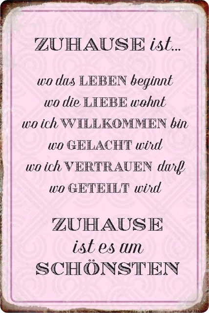 SCHILD SPRUCH &ZUHAUSE Leben, Liebe, gelacht, vertraut" 20 x 30 cm