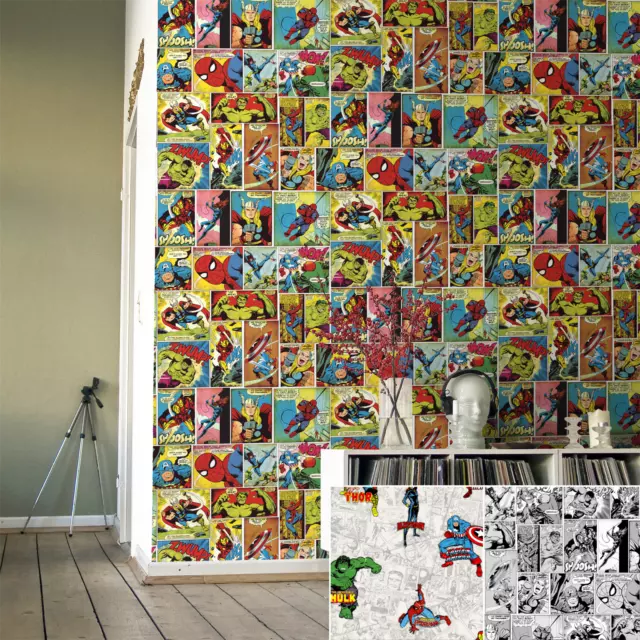 Marvel Comics Tapetenstreifen Marvel Heroes Schlafzimmer Tapete Wandpapier Rollen