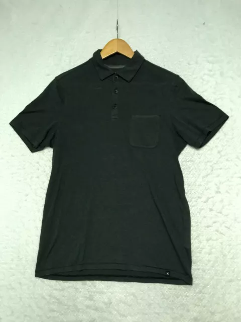 Hurley Grey Size S Nike Dri-Fit Short Sleeve Logo Mens Polo Button Shirt