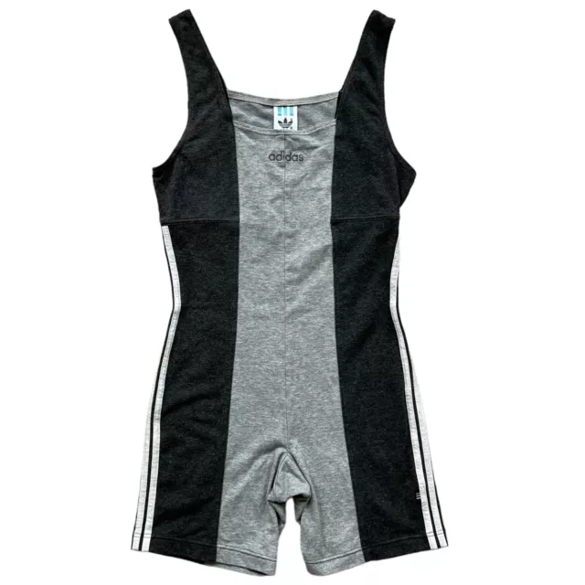 Adidas tuta caldaia vintage anni '90 tutto in uno donna media UK14 grigio