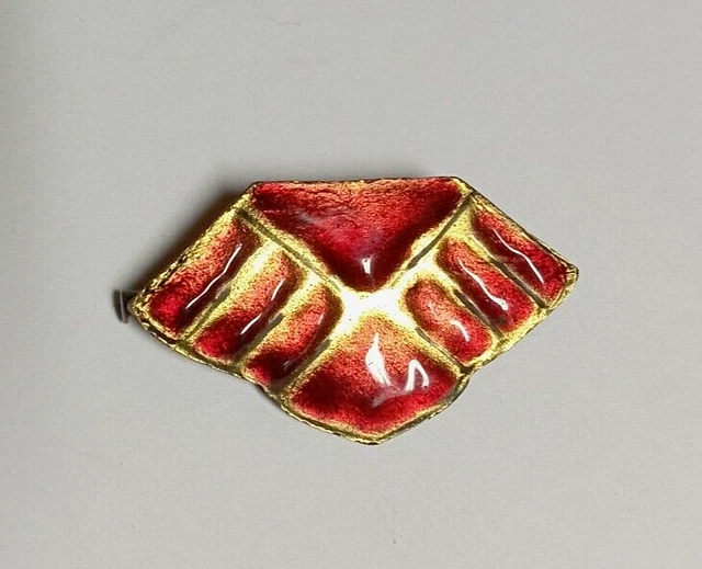Broche Ancienne Persane En Cuivre Argenté Avec émaux Peints à La Main - Dimensions 50x40mm - Occasion
