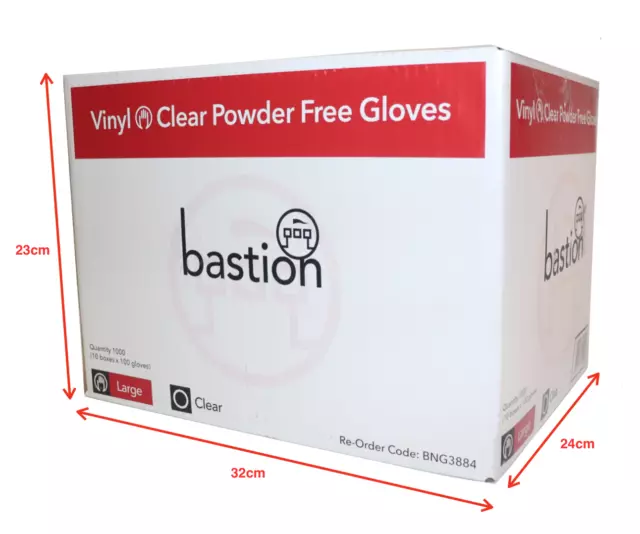 Disposable Vinyl Gloves Bastion Bulk 10 Boxes 1000 Gloves Powder or Non Powder