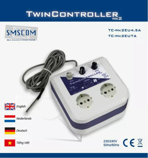 SMSCOM Twin Controller MK 2 7A Klima Abluft Temp Lüfter Steuerung Grow RVK PK