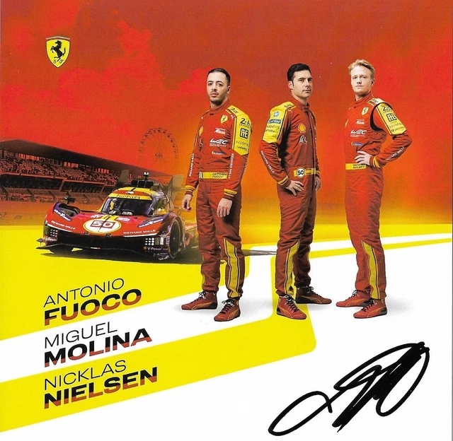 24 HEURES DU MANS 2025 CARTE CARD FERRARI #50 #51 15x15 CORSE