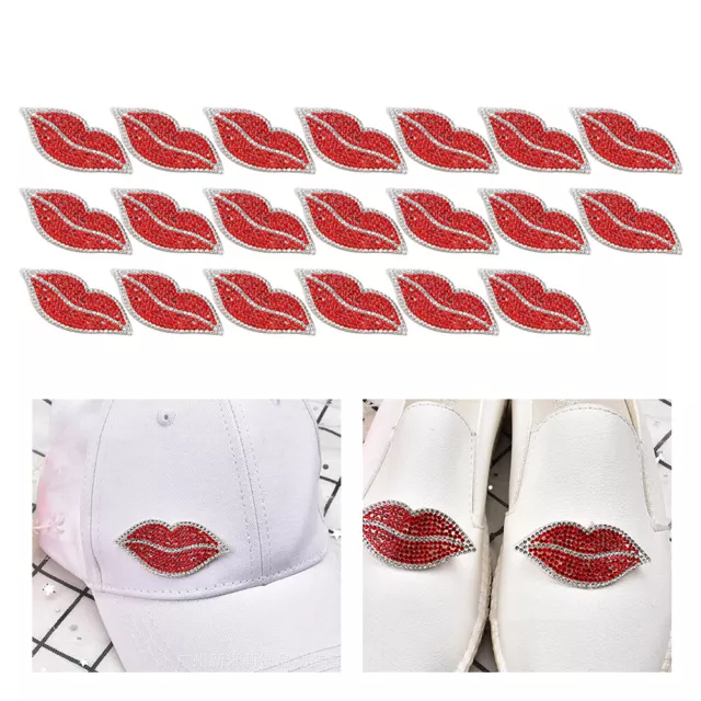 20Pcs Red Lip Rhinestones Resin Crystal Hot Pattern Clothing Decor ◑