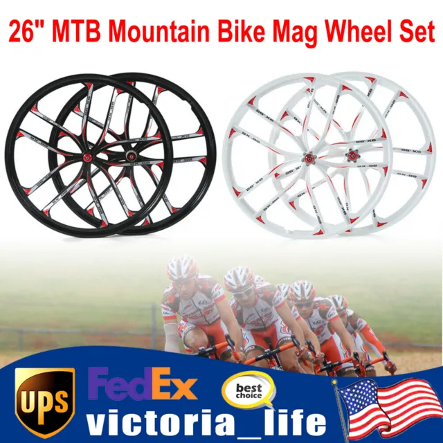 26" MTB Mountain Bike Mag Wheel Set 10 Spoke Rims Cassette Disc Brake Front+Rear