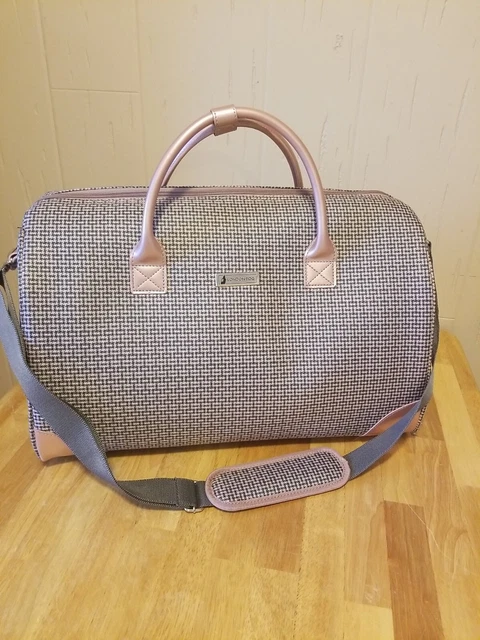 London Fog Large Multi Color Pink/Gray Tweed Look  Duffle bag