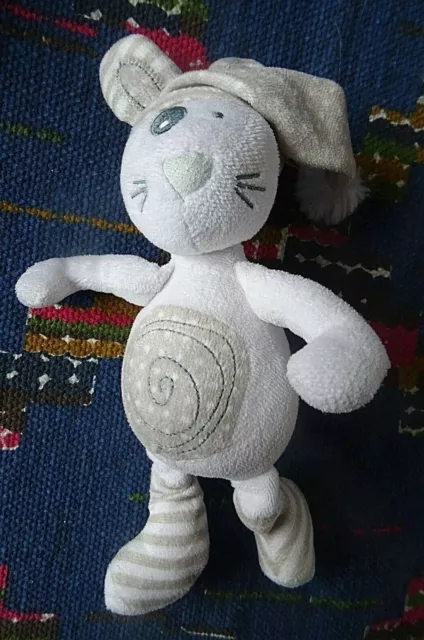 Db2/ Doudou Peluche Tao Lapin Blanc Gris Spirale Bonnet Pompon Pois Raye Tbe