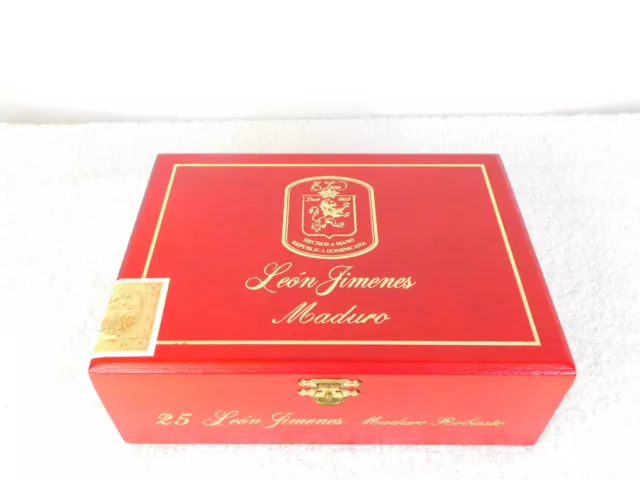 Leon Jimenes Maduro Wood Cigar Boxes w/gold Color Latch Closure 7.5"x5.5"x2.5" 3