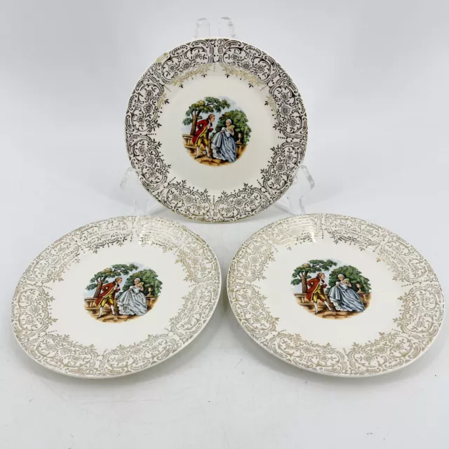 Vtg Triumph American Limoges Chantilly Bread & Butter Plate 22K Gold Set of 3