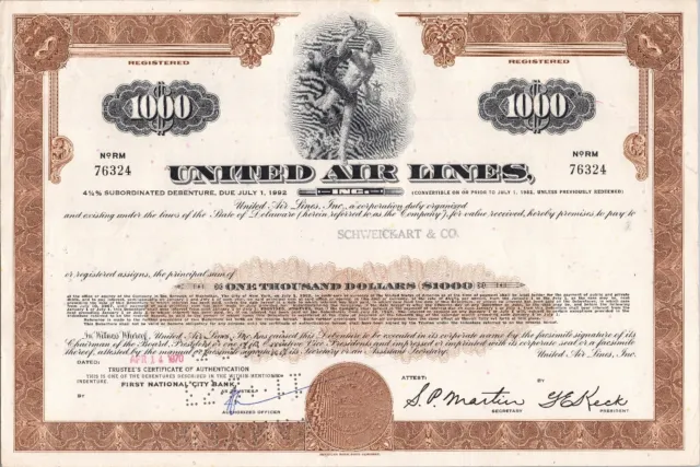 United Air Lines Stock, dated March 14th, 1970
