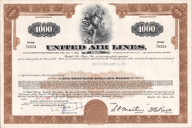 United Air Lines Stock, dated March 14th, 1970