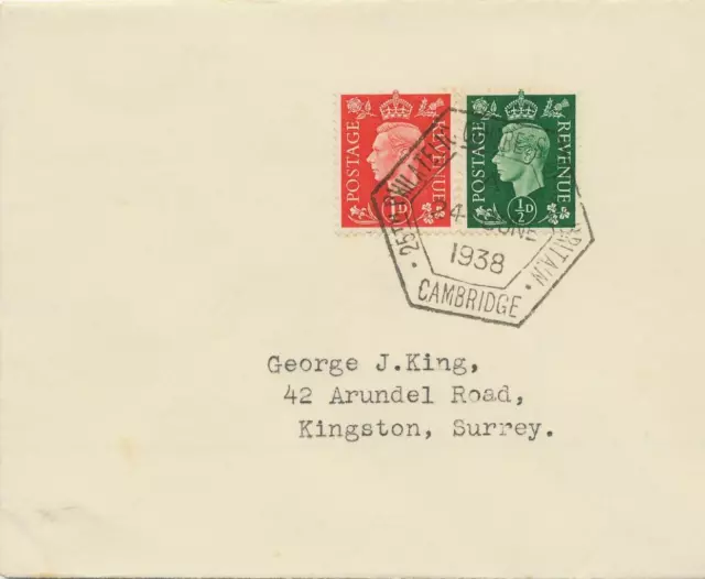 GB SPECIAL EVENT POSTMARKS 1938 25th philatelic Congress of Gt.Britain Cambridge