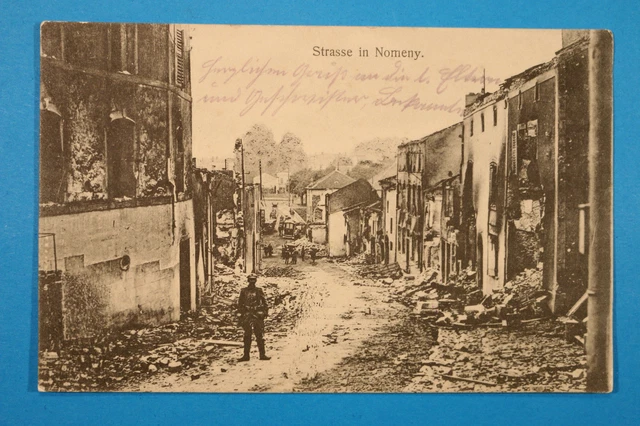 Meurthe & Moselle 54 Lorrain CP CPA Nomeny 1915 Military Street Destruction WWI