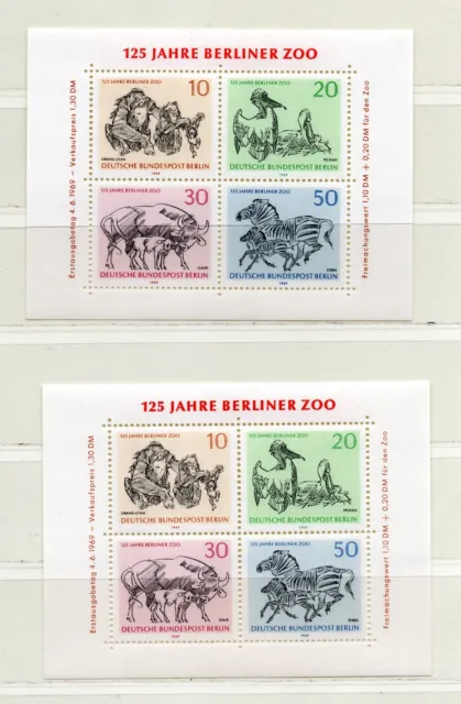 Berlin  338 - 341  2x postfrisch,   Block 2  Berliner Zoo