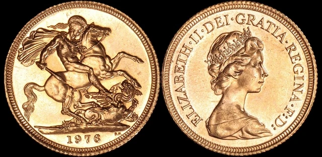 GREAT BRITAIN 1976 QEII Sovereign Gold. Lustrous UNC. S-SC1.