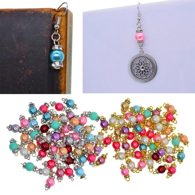 50 Stück bunte Glasperlen-Charms mit Draht-Rondelle – DIY-Handwerk