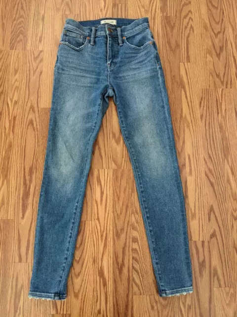 Womens MADEWELL 9” High Rise Skinny Stretch Denim Jeans Blue 26 distressed