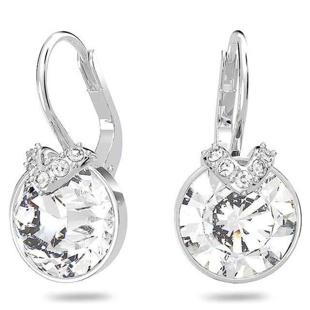 Bella pierced earrings white on sale rhodium plating