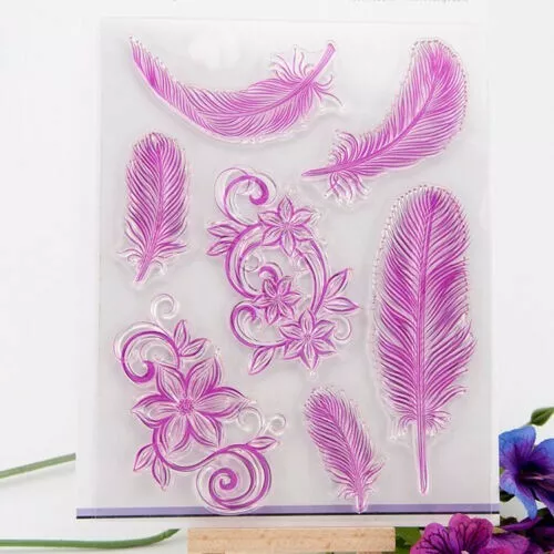 Feathers & Floral Silicone Clear Stamp Card Making Paper Craft Photo Album Stamp