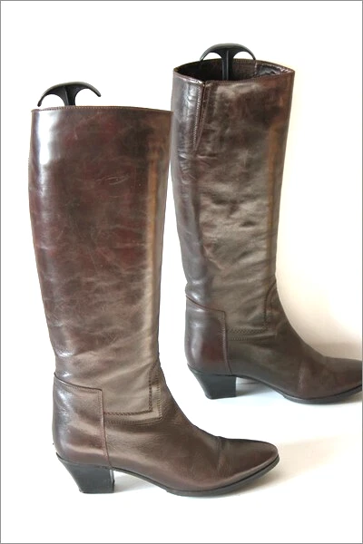 Bottes à Talons Muratti En Cuir Marron Foncé - Taille 39 - Bandes élastiquées - Très Bon état