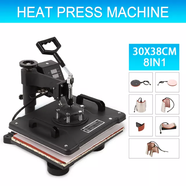 12x15 Inch 8 in 1 Heat Press Machine Digital Sublimation For Tumbler T shirt Mug