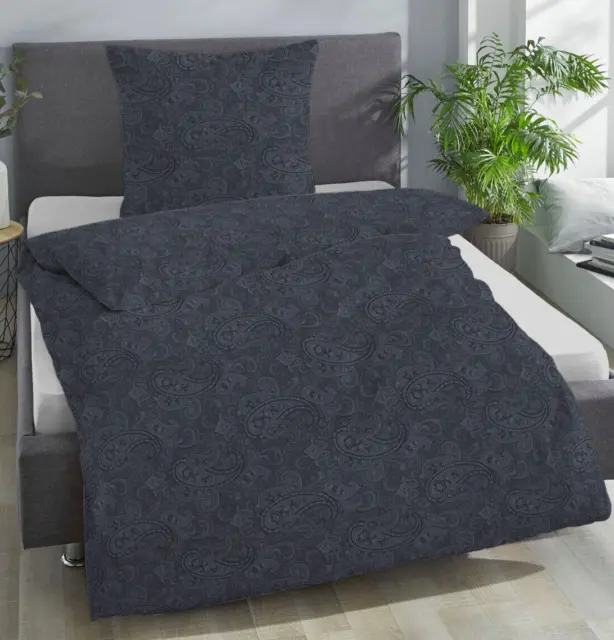 JETTE Renforce Baumwolle Bettwäsche 4 tlg 135x200 cm Paisley blau