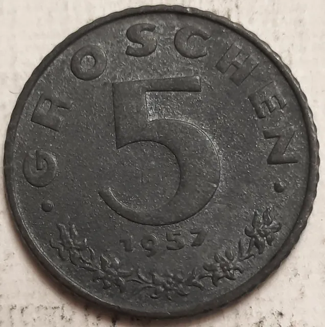 ONE CENT COINS: 1957 Austria 5 Groschen Coin