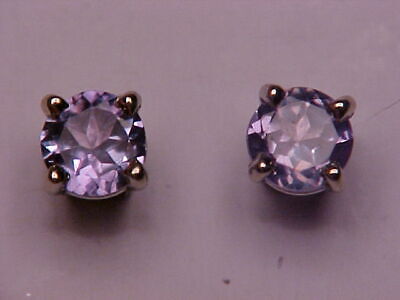 NATURAL GENUINE .41ct RUSSIAN ALEXANDRITE EARRINGS THREADED POSTS 14K WHITE GOLD