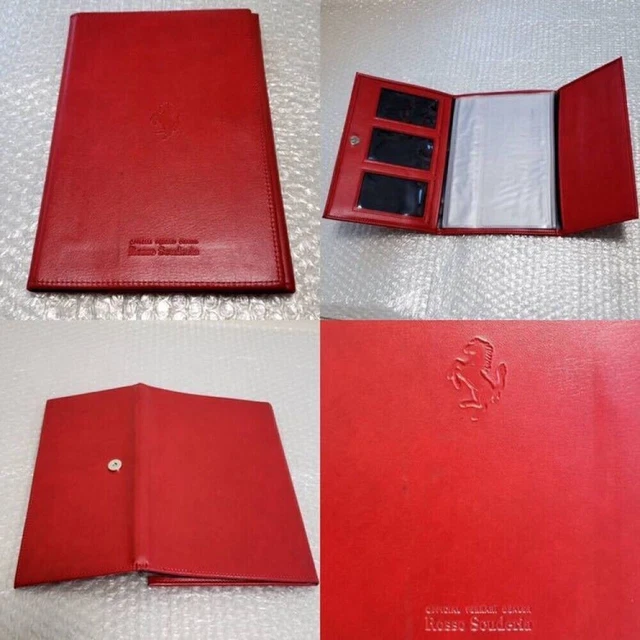 Ferrari-Etui aus echtem ROSSO SCUDERIA-Leder mit Prüf- und Bedienungsanleitung
