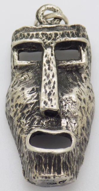 Vintage Italian Handmade Genuine Silver Sardinian Folklore Mask Figurine Pendant