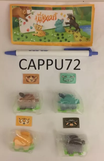 ANIMALI STAMPINI-COMPLETA 4 PZ+4  BPZ da SE142D a SE142G kinder Mixart 2018/2019