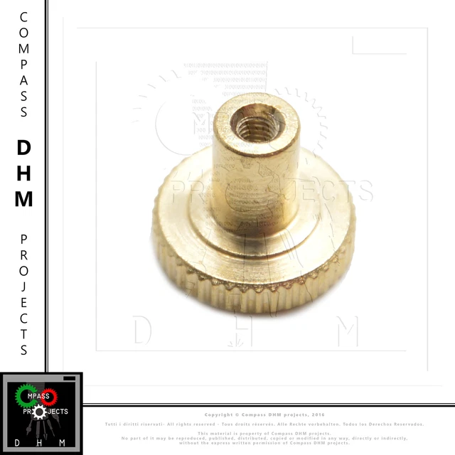 Dado zigrinato M3 ottone Ultimaker piano stampa vite