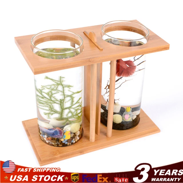 Mini Fish Tank Goldfish Betta Aquarium With Small LED Light Home Desktop Decor