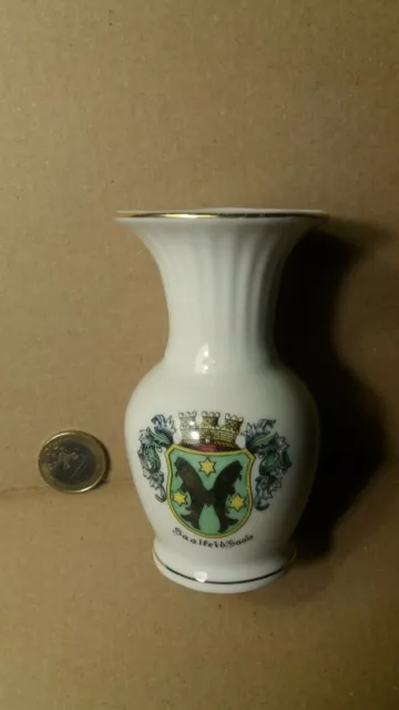 Vase Saalfeld Saale Thüringen Wappen Porzellan mid-century rockabilly Kahla