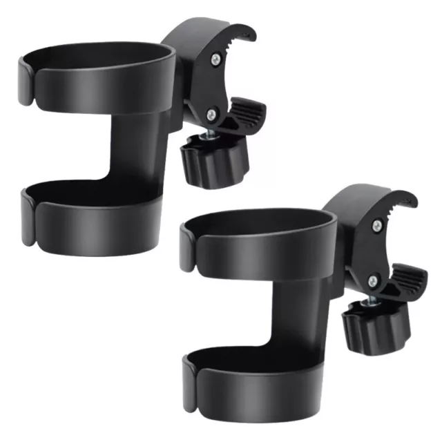 2pc Stroller Universal 360° Rotatable Cup Holder, Black Stroller Bottle Holder