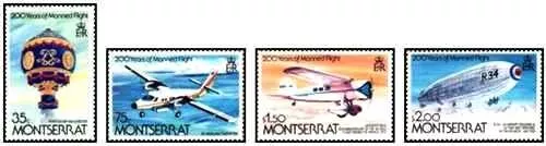 Timbres Aviation Avions Montgolfière Dirigeable Montserrat 523/526 ** (71213EL)