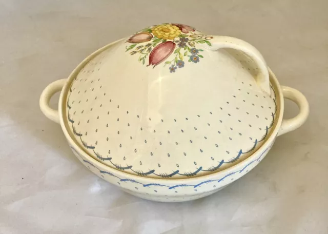 SUSIE COOPER Blue Printemps 1930s SERVING DISH TUREEN WITH LID -- CROWN WORKS