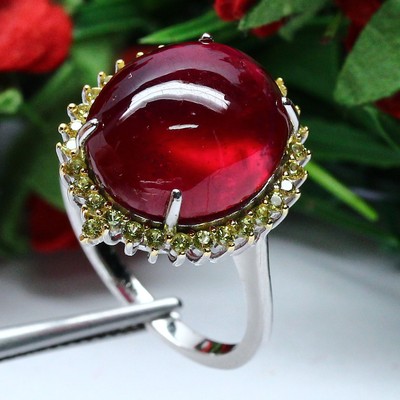 CLR Naturel 6 X 9mm Ovale Rouge Rubis & Déguisement Clr Bague Saphir 925 Argent SZ8 