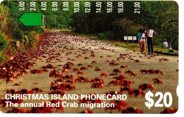 Mint $20 Telstra Christmas Island Magnetic Phonecard-Crab Migration