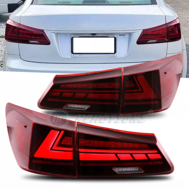 LED Tail Lights For Lexus IS250 350 ISF 2006-2013 Red Start UP Animation Replace