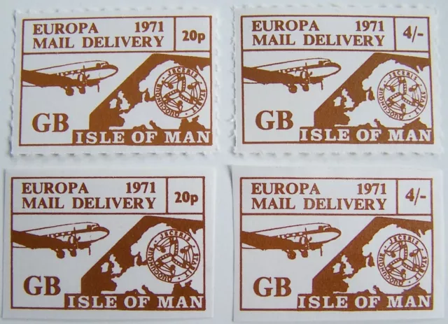 GB - Isle of Man 1971 - 4x Europa Mail Delivery, Postal Strike MNH perf imperf