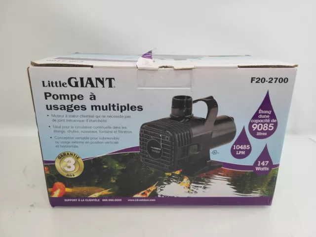 Little Giant F20-2700 566725 Wet Rotor Pond Pump 2700GPH w/ 20' Cord Brand New