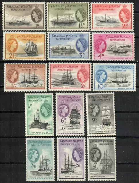 Falkland Islands Dependencies 1L19-1L33 - Ships, Queen Elizabeth definitive set