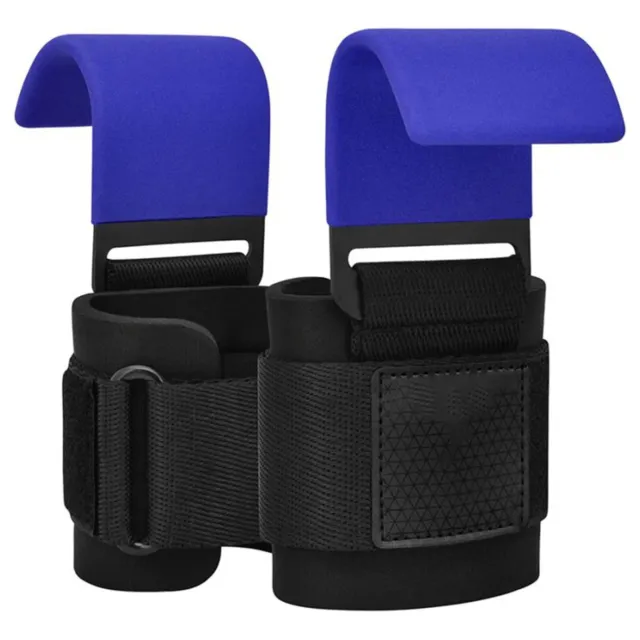 Weight Lifting Hooks Non-Slip Grips Neoprene Wrist Support Padding RubberCoating