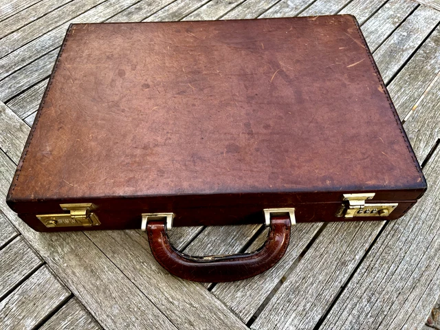 Leder Aktenkoffer, Handarbeit, Italien, Retro