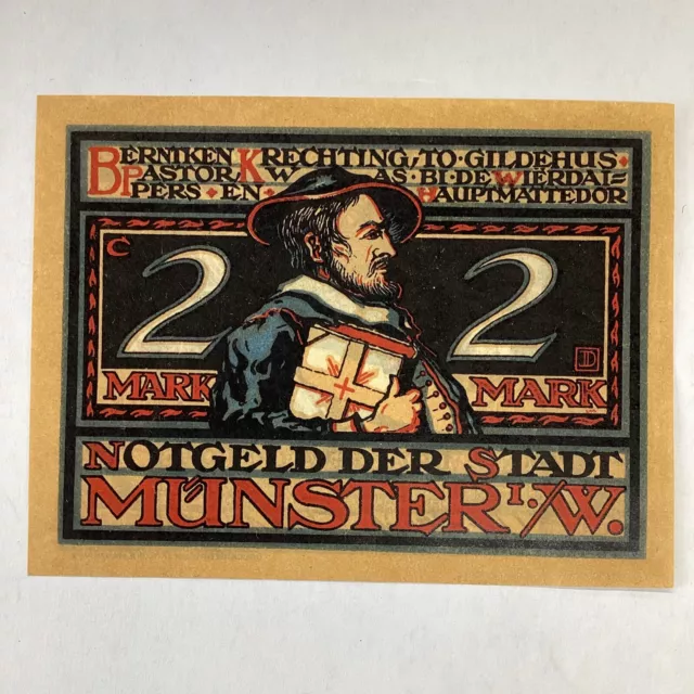 Germany Munster 2 Mark Banknote 1921